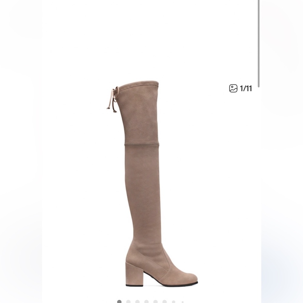 Stuart Weitzman Tieland Grey Suede Over the Knee Boots
